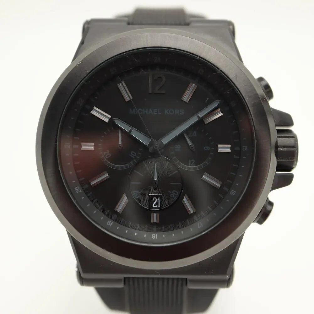 Michael Kors Dylan Black Stealth 48mm Chronograph Watch MK-8152 w New Battery